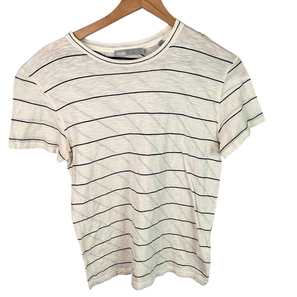 Vince Cream & Black Striped Pima Cotton, Size Small, no flaws
